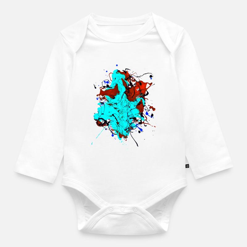 Redturquoise.Splash - Baby Bio-Langarm-Body - Weiß
