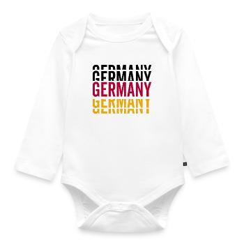 Germany Deutschland Schriftzug Nationalmannschaft - Baby Bio-Langarm-Body - Weiß - Vorne
