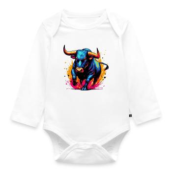 Bull - Organic Longsleeve Baby Bodysuit - white - Front
