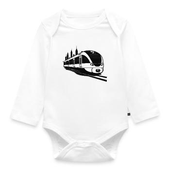 Railway Sketch - Organic Longsleeve Baby Bodysuit - white - Front