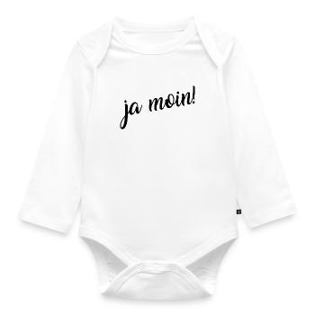 Ja Moin! - Guten Morgen - Nordsee - Ostsee - Anker - Baby Bio-Langarm-Body - Weiß - Vorne