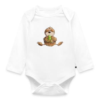 Paresseux Et Grenouille Amitié Frisson - Body Bébé bio manches longues - blanc - Devant
