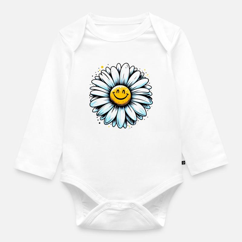 Gänseblümchen - Baby Bio-Langarm-Body - Weiß
