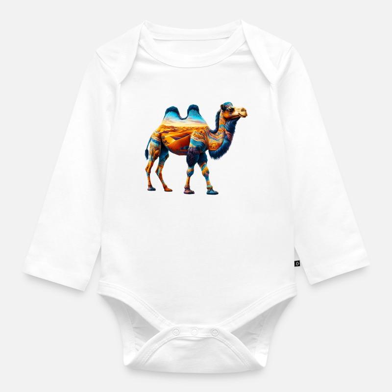 Kamel - Baby Bio-Langarm-Body - Weiß
