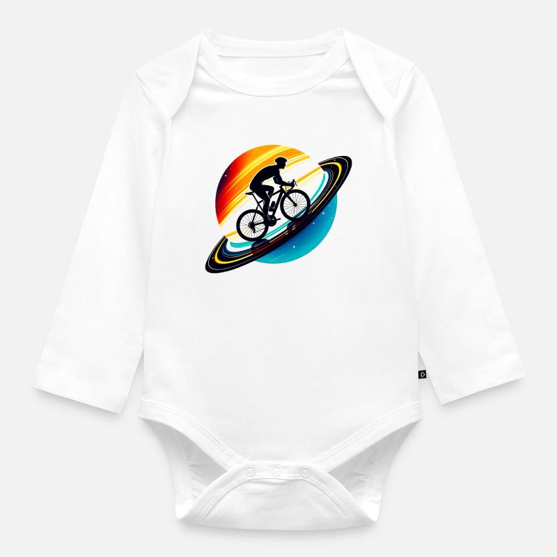 Cycliste sur Saturne - Body Bébé bio manches longues - blanc