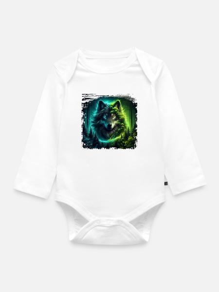 Wolf - Baby Bio-Langarm-Body - Weiß