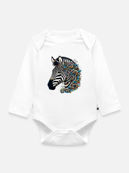 Zebra - Baby Bio-Langarm-Body - Weiß