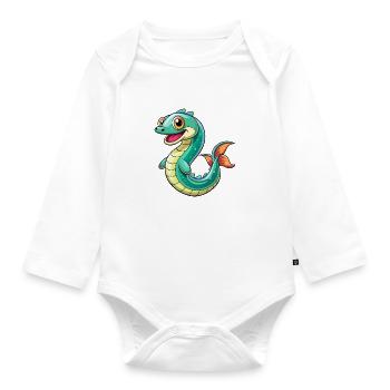 Eel Cute Cartoon Character Kawaii Clipart - Organic Longsleeve Baby Bodysuit - white - Front