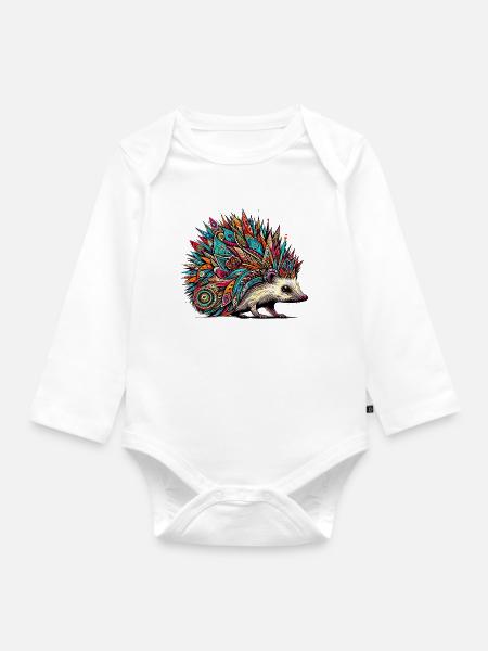 Igel - Baby Bio-Langarm-Body - Weiß