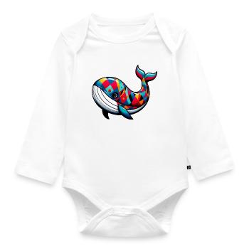 Arlequin baleine - Body Bébé bio manches longues - blanc - Devant