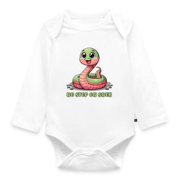 No Step on Snek : un signe d’avertissement hilarant - Body Bébé bio manches longues - blanc - Devant