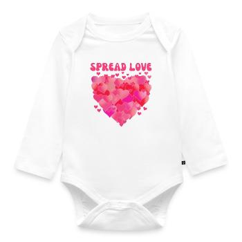 Spread love - Organic Longsleeve Baby Bodysuit - white - Front