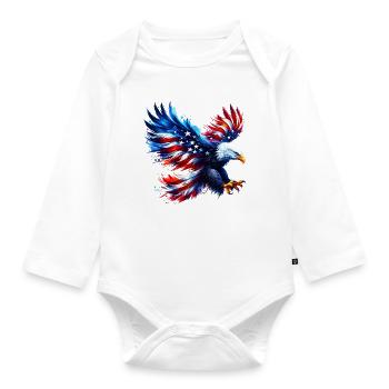 Eagle Flag USA USA American - Organic Longsleeve Baby Bodysuit - white - Front
