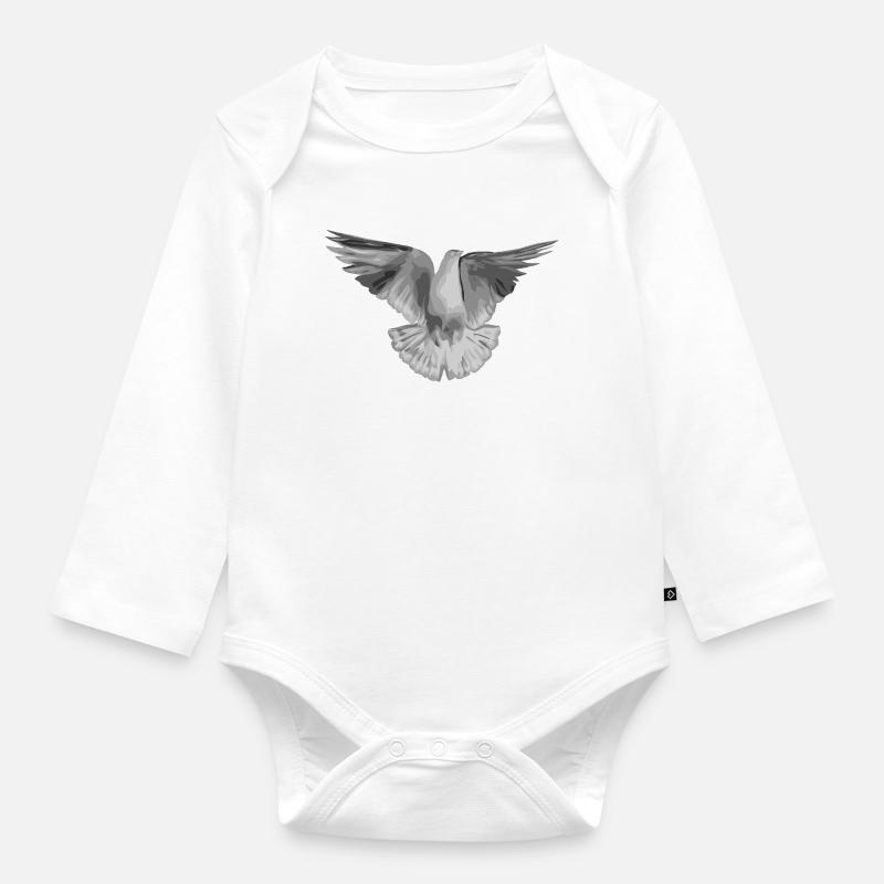 Gris pâle tourterelle - Body Bébé bio manches longues - blanc