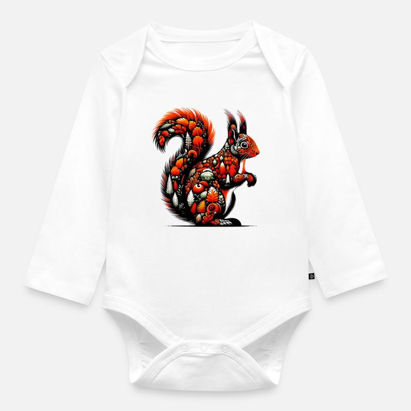 Écureuil - Body Bébé bio manches longues - blanc