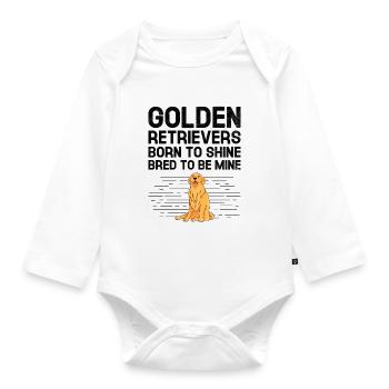 Golden Retrievers Born To Shine Bred To Be Mine GR - Organic Longsleeve Baby Bodysuit - white - Front