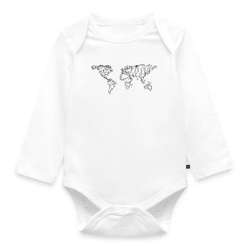 World map - Organic Longsleeve Baby Bodysuit - white - Front