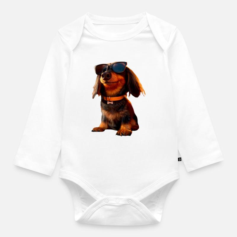 Teckel, Teckel, Teckel miniature, Dachshund Club, Teckel - Body Bébé bio manches longues - blanc