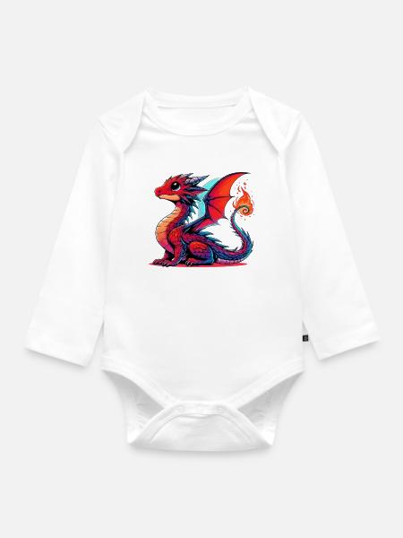 Drache - Baby Bio-Langarm-Body - Weiß