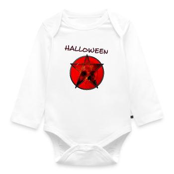 Pentagramm mit Totenschädel - Baby Bio-Langarm-Body - Weiß - Vorne