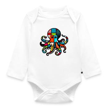 Krake - Baby Bio-Langarm-Body - Weiß - Vorne
