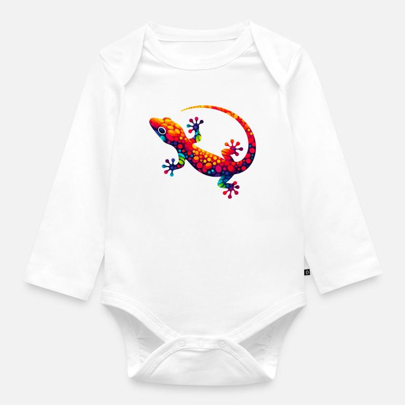Gecko - Baby Bio-Langarm-Body - Weiß