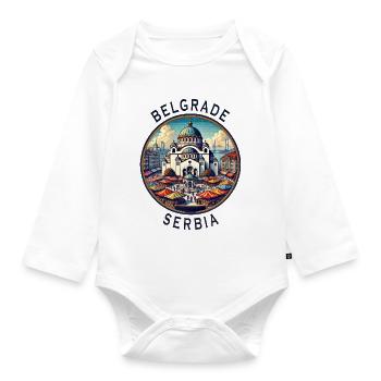 Belgrade Serbia Beograd Design - Organic Longsleeve Baby Bodysuit - white - Front