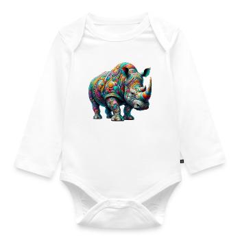 Rhinoceros - Organic Longsleeve Baby Bodysuit - white - Front