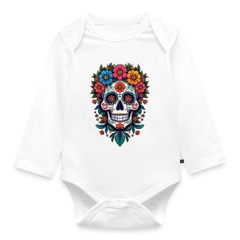 Festive Dia de los Muertos, Day Of The Dead - Organic Longsleeve Baby Bodysuit - white - Front