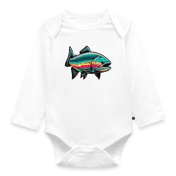 Lachs - Baby Bio-Langarm-Body - Weiß - Vorne