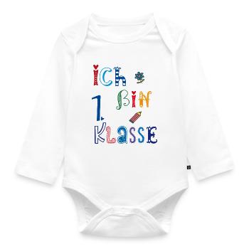 ich bin Erste Klasse - Baby Bio-Langarm-Body - Weiß - Vorne