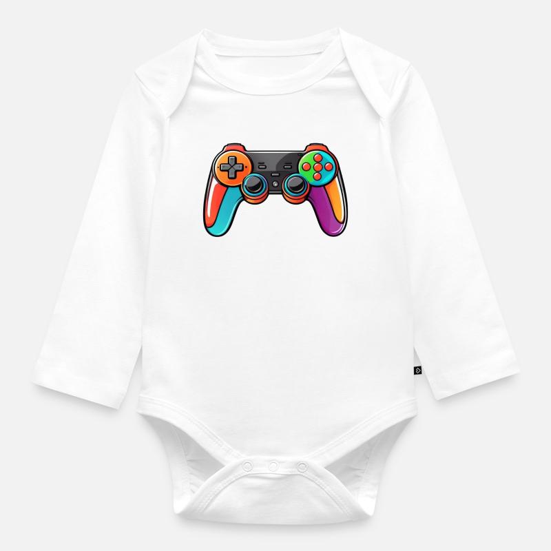 Manette de jeu Couleurs Coloré - Body Bébé bio manches longues - blanc