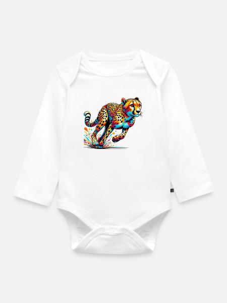 Gepard - Baby Bio-Langarm-Body - Weiß