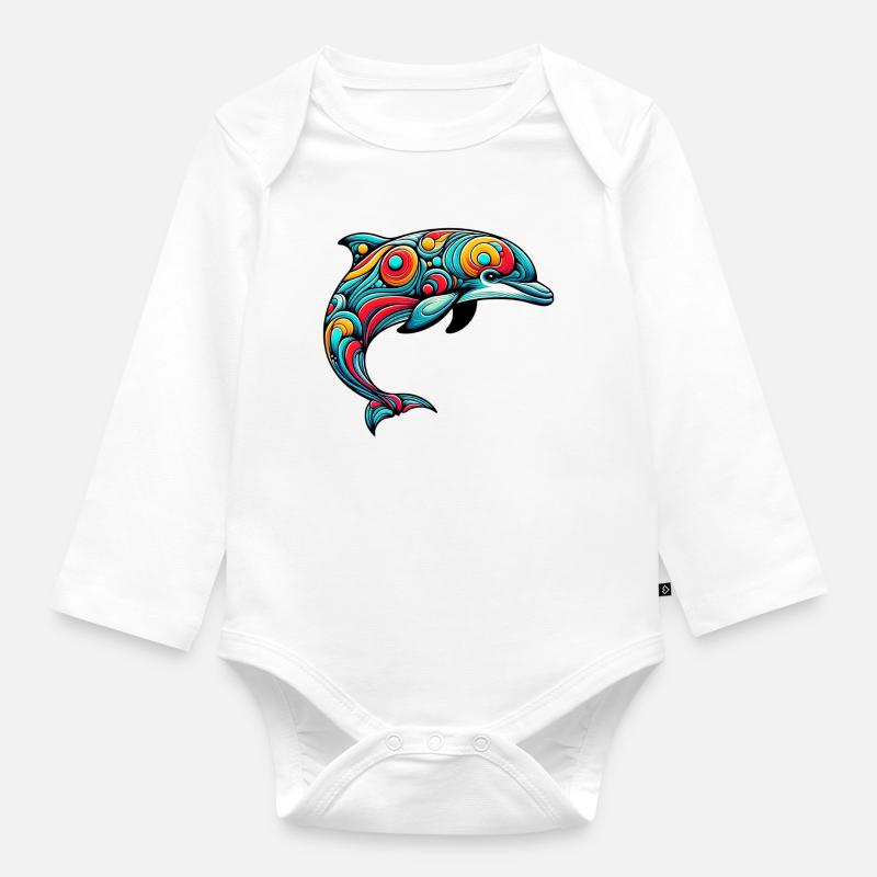 Delfin - Baby Bio-Langarm-Body - Weiß