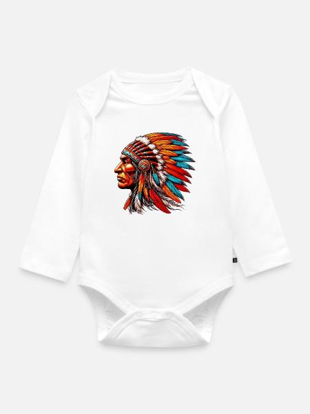 Indio Americano Americano - Body orgánico de manga larga para bebé - blanco