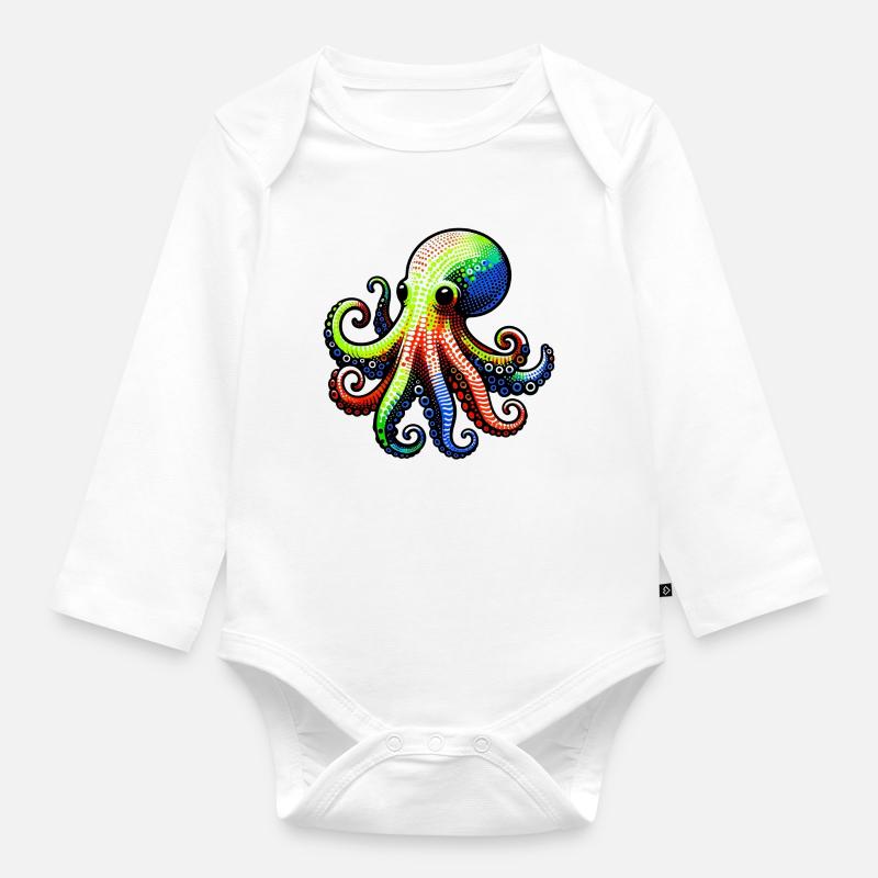 Krake - Baby Bio-Langarm-Body - Weiß