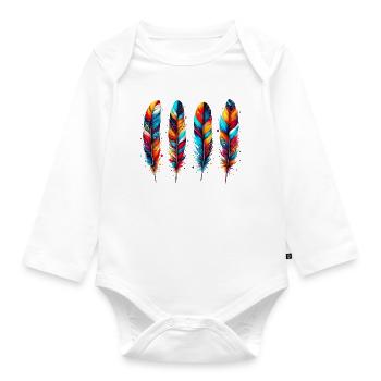 Feder - Baby Bio-Langarm-Body - Weiß - Vorne