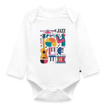 Design coloré sur le thème de la musique - Body Bébé bio manches longues - blanc - Devant