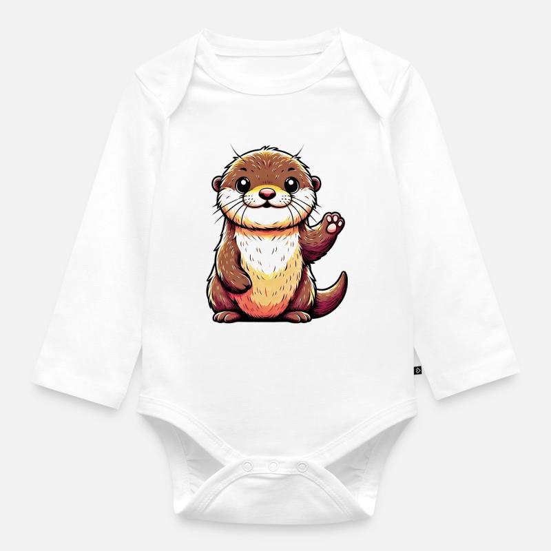 Loutre - Body Bébé bio manches longues - blanc