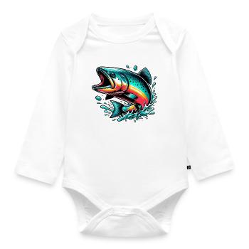 Lachs - Baby Bio-Langarm-Body - Weiß - Vorne
