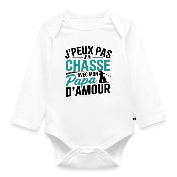I can't I hunted with my daddy of love - Organic Longsleeve Baby Bodysuit - white - Front