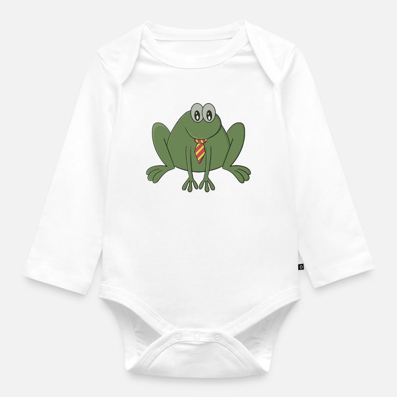 Grenouille avec une cravate - Body Bébé bio manches longues - blanc