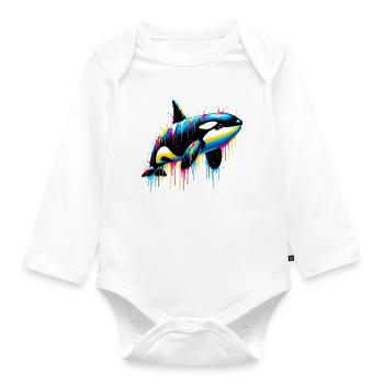 Killer whale - Organic Longsleeve Baby Bodysuit - white - Front