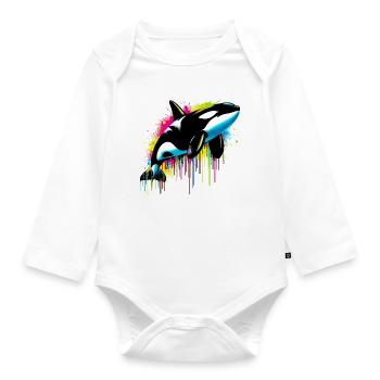 Killer whale - Organic Longsleeve Baby Bodysuit - white - Front