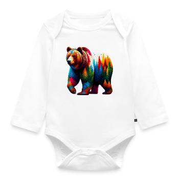 Bear - Organic Longsleeve Baby Bodysuit - white - Front