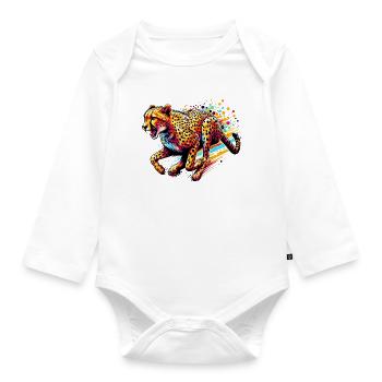 Cheetah - Organic Longsleeve Baby Bodysuit - white - Front