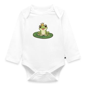 Frog Prince on Water Lily - Organic Longsleeve Baby Bodysuit - white - Front