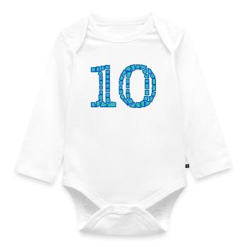 10. 10 YEARS. 10th ANNIVERSARY. 10 YEAR ANNIVERSARY. - Organic Longsleeve Baby Bodysuit - white - Front