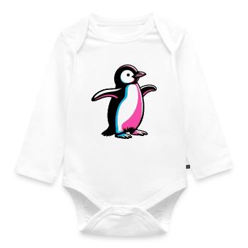 Pinguin - Baby Bio-Langarm-Body - Weiß - Vorne