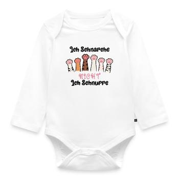 Lustiger Spruch Ich Schnarche nicht, ich schnurre - Baby Bio-Langarm-Body - Weiß - Vorne